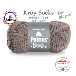 FLAX - Patons Kroy Socks Yarn is 1.75oz | 166yds Super Fine Weight (1) Sock Yarn. A brown/gray heather color 75/25% Wool/Nylon (50g | 152m)