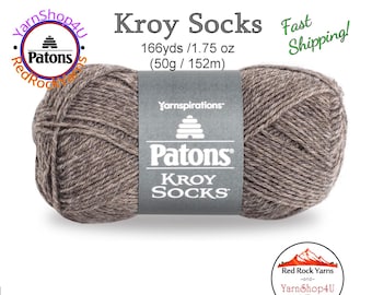 FLAX - Patons Kroy Socks Yarn is 1.75oz | 166yds Super Fine Weight (1) Sock Yarn. A brown/gray heather color 75/25% Wool/Nylon (50g | 152m)