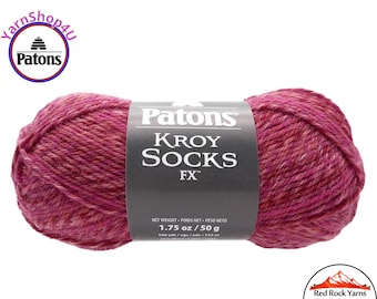 GERANIUM COLORS - Patons Kroy Socks Fx Yarn is 1.75oz | 166yds Super Fine Weight (1) Sock Yarn. A Blend of 75/25% Wool/Nylon (50g | 152m)