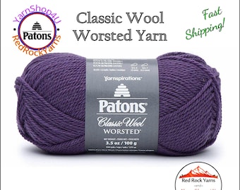GRAY PLUM - Patons Classic Wool Worsted Yarn Medium Weight (4). 100% wool yarn. 3.5oz | 194 yards (100g | 177m)