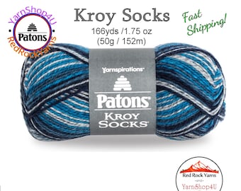 SING N the BLUES STRIPES - Patons Kroy Socks Yarn is 1.75oz | 166yds Super Fine Weight (1) Sock Yarn. 75/25% Wool/Nylon (50g | 152m) #55132