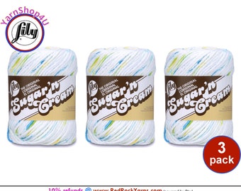 SUMMER PRINTS 3 Pack! 2oz | 95yds. Lily Sugar N Cream The Original 100% Cotton Yarn. 2 ounces / 95 yards ea. 3 skeins Bulk Buy!