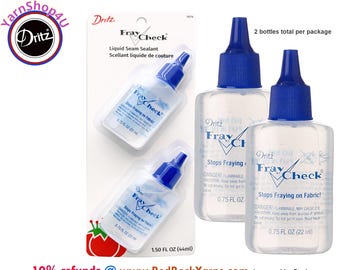 Fray Check Liquid Seam Sealant - Two .75oz bottles per package. Prevents unfinished fabric edges from fraying. Dritz #1674