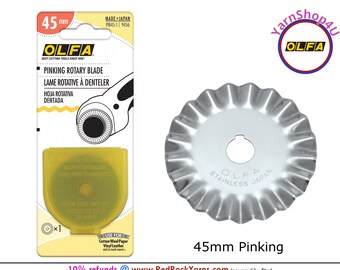 OLFA® 45mm PINKING Rotary Blade. Stainless Steel Olfa® Brand Rotary Cutting Blade. Decorative Pinking Edge. 1 Blade/pkg. #PIB45-1