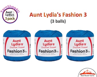 BLUE HAWAII Fashion 3 Size Aunt Lydia Crochet Thread. One 3 Pack of Aunt Lydia's Fashion 3 Crochet Thread. 3 balls/150yds ea. Item #182.0805