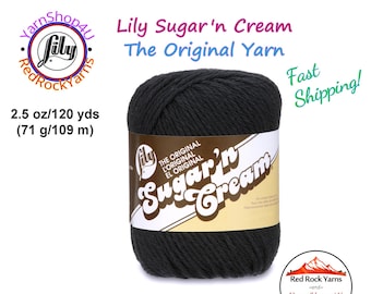 BLACK - 2.5oz | 120yd The Original Lily Sugar N Cream 100% Cotton Yarn (2.5 ounce / 120 yards)