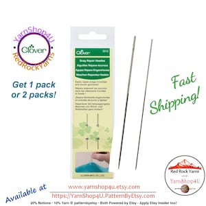 Snag Repair Needles. Repair Snags in knitted and woven garments! 2 per package. Clover Art No 2512 [Choose 1 pack or 2]
