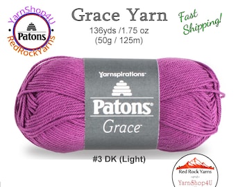 ORCHID Patons Grace yarn Light weight #3. 100% Mercerized Cotton, 1.75 oz | 136 yards (50 g | 125 m) Color #62307