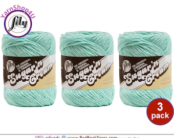 ROBINS EGG 3 Pack! 2.5oz | 120yd The Original Lily Sugar N Cream 100% Cotton Yarn. 3 Skeins Bulk Buy!