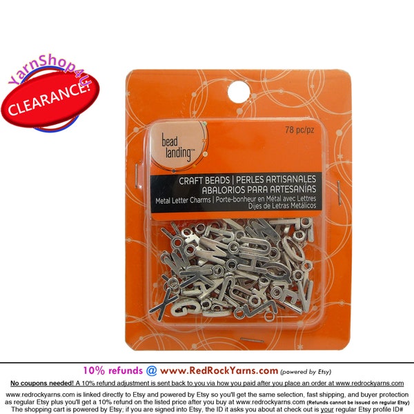 SALE! Hanging Metal Letter Crafting Beads. 78 pieces per package. Zinc Alloy. 5/8 inch long. Made by Bead Landing (CLEARANCE)
