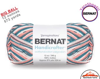 CORAL SEAS - 12oz | 573 yard! Bernat Handicrafter Big Ball 100% Cotton Yarn. Item 16203434038