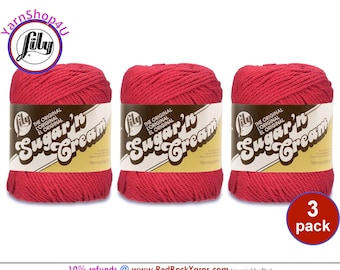RED 3 Pack! 2.5oz | 120yd The Original Lily Sugar N Cream 100% Cotton Yarn. 3 Skeins Bulk Buy!