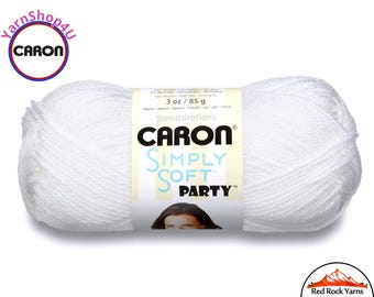 SNOW SPARKLE - Caron Simply Soft Party! 3 oz / 164 yds (85 g / 150 m) 99% Acrylic, 1 percent Metallic (3 ounce / 164 yards) Color #0001