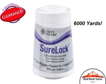 6000 yards - Coats & Clark Dual Duty SureLock Serging Thread. Choose White or Black. #6116 40% off!