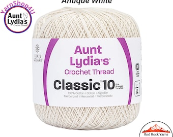 ANTIQUE WHITE - Aunt Lydia's Classic 10 Crochet Thread. 350yds. Color #154-0210
