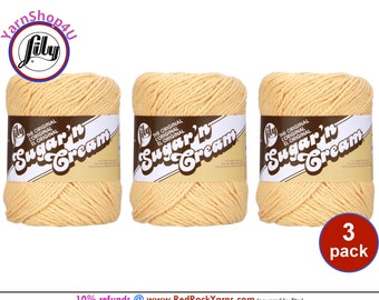 COUNTRY YELLOW 3 Pack! 2.5oz / 120yds Lily Sugar N Cream Cotton Yarn. Original 100% cotton 3 skeins - Bulk Buy!