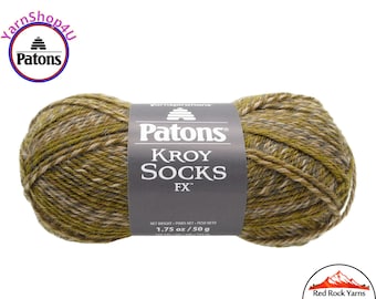 MOSSY COLORS - Patons Kroy Socks FX Yarn is 1.75oz | 166yds Super Fine Weight (1) Sock Yarn. A Blend of 75/25% Wool/Nylon (50g | 152m)