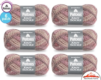 BROWN ROSE MARL 6 Pack! Patons Kroy Socks Yarn is 1.75oz | 166yds Super Fine Weight (1) Sock Yarn. A Blend of 75/25% Wool/Nylon (50g | 152m)