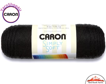 BLACK - Caron Simply Soft 6oz / 315yds (170g / 288m) 100% Acrylic yarn. Item H970039727