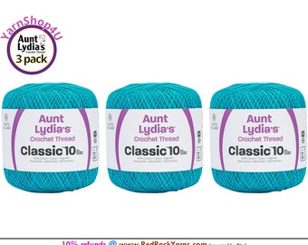 PARAKEET 3 pack! Aunt Lydia's Classic 10 Crochet Thread. 350yds. Item #154-0451