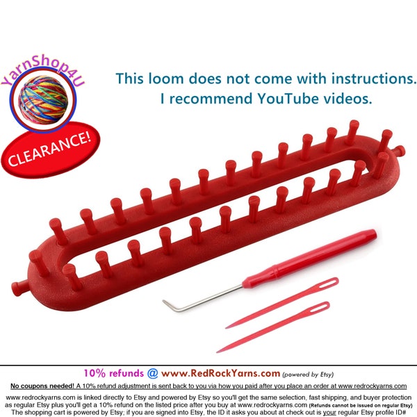 SALE! Knitting Loom. 12 pegs per side (14 pegs total). 1/2" gaps. 9" across peg to peg. Durable Hard plastic. Great to learn to loom!