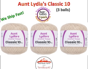 ECRU 3 Pack! Aunt Lydia's Classic 10 Crochet Thread. 400yds. Item #154-0419