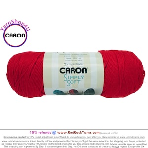 RED - Caron Simply Soft 6oz / 315yds (170g / 288m) 100% Acrylic yarn. Item H970039729