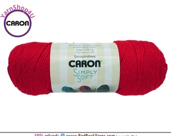 RED - Caron Simply Soft 6oz / 315yds (170g / 288m) 100% Acrylic yarn. Item H970039729