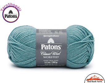 TEAL CHALK - Patons Classic Wool Worsted Yarn Medium Weight (4). 100% wool yarn. 3.5oz | 194 yards (100g | 177m)