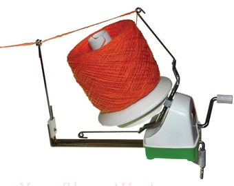 JUMBO YARN WINDER. Lacis Jumbo Yarn Ball Winder has 8oz yarn capacity. Tabletop mount makes center pull balls and needs no cones or sleeves