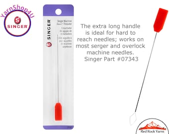 Singer Serger Machine Needle Threader. A needle threader with an extra long handle for threading sergers & Overlocks. Part No. 7343