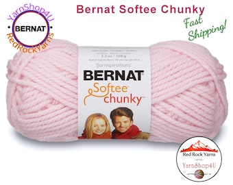 BABY PINK Bernat Softee Chunky Yarn Super Bulky Yarn. 3.5oz | 108yds | 100% Acrylic Yarn. Item 16112828418
