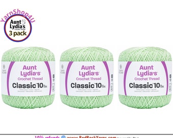 MINT GREEN 3 pack! Aunt Lydia's Classic 10 Crochet Thread. 350yds. Item #154-0428