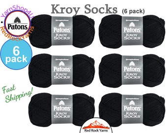 COAL 6 Pack! Patons Kroy Socks Yarn is 1.75oz | 166yds Super Fine Weight (1) Sock Yarn. A Blend of 75/25% Wool/Nylon (50g | 152m)