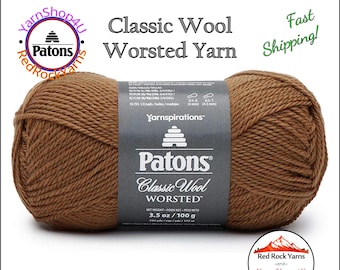 BROWN MUSTARD - Patons Classic Wool Worsted Yarn Medium Weight (4). 100% wool yarn. 3.5oz | 194 yards (100g | 177m)