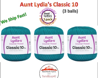 PEACOCK 3 Pack! Aunt Lydia's Classic 10 Crochet Thread. Item# 154-0856