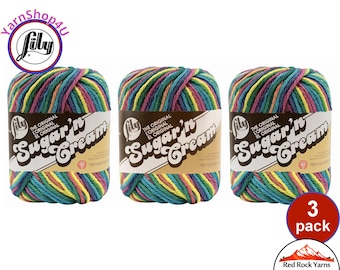 PSYCHEDELIC 3 Pack! 2oz | 95yds. Lily Sugar N Cream The Original 100% Cotton Yarn. 2 ounces / 95 yards ea. 3 skeins Bulk Buy!