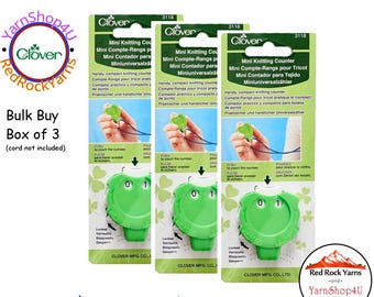 BOX of 3 Row Counters, Clover Counter, Clover Mini Kacha Knitting counter, click Stitch Counter, Green Necklace row counter. Bulk Buy #3118