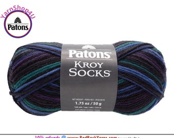 MAGIC STRIPES - Patons Kroy Socks Yarn is 1.75oz | 166yds Super Fine Weight (1) Sock Yarn. A Blend of 75/25% Wool/Nylon (50g | 152m)