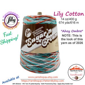 AHOY OMBRE - 14oz | 674 yards Cone. Lily Sugar N Cream Cotton yarn. 100% cotton. Item 10300202013
