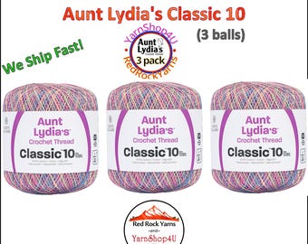 PASTELS VARIEGATED 3 pack! Aunt Lydia's Classic 10 Crochet Thread. 300yds. Item #154-0465