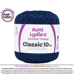NAVY - Aunt Lydia&#39;s Classic 10 Crochet Thread. 350yds. Item #154-0486
