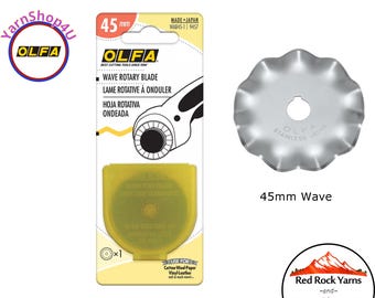 45mm WAVE OLFA® Rotary Blade. Stainless Steel Olfa® Brand Rotary Cutting Blade. Decorative Wave Edge. 1 Blade/pkg. #WAB45-1