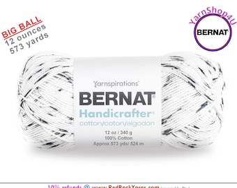 SALT AND PEPPER - 12oz | 573 yard! Bernat Handicrafter Big Ball 100% Cotton Yarn. Item 16203434004