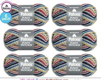 BLUE STRIPED RAGG 6 Pack! Patons Kroy Socks Yarn 1.75oz | 166yds Super Fine Weight (1) Sock Yarn. 75/25% Wool/Nylon (50g | 152m). Bulk Buy!