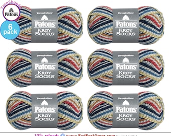 BLUE STRIPED RAGG 6 Pack! Patons Kroy Socks Yarn 1.75oz | 166yds Super Fine Weight (1) Sock Yarn. 75/25% Wool/Nylon (50g | 152m). Bulk Buy!