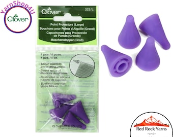 4 Large Clover Point Protectors. Fits Needle sizes 5 - 10.5, Purple Knitting Needle Protectors, Purple Silicon, Large Tip Protectors #333/L