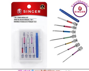 Singer 7-in-1 Interchangeable Fine Punch Needle Set #01793 (9 piece set; threader not included in this kit)