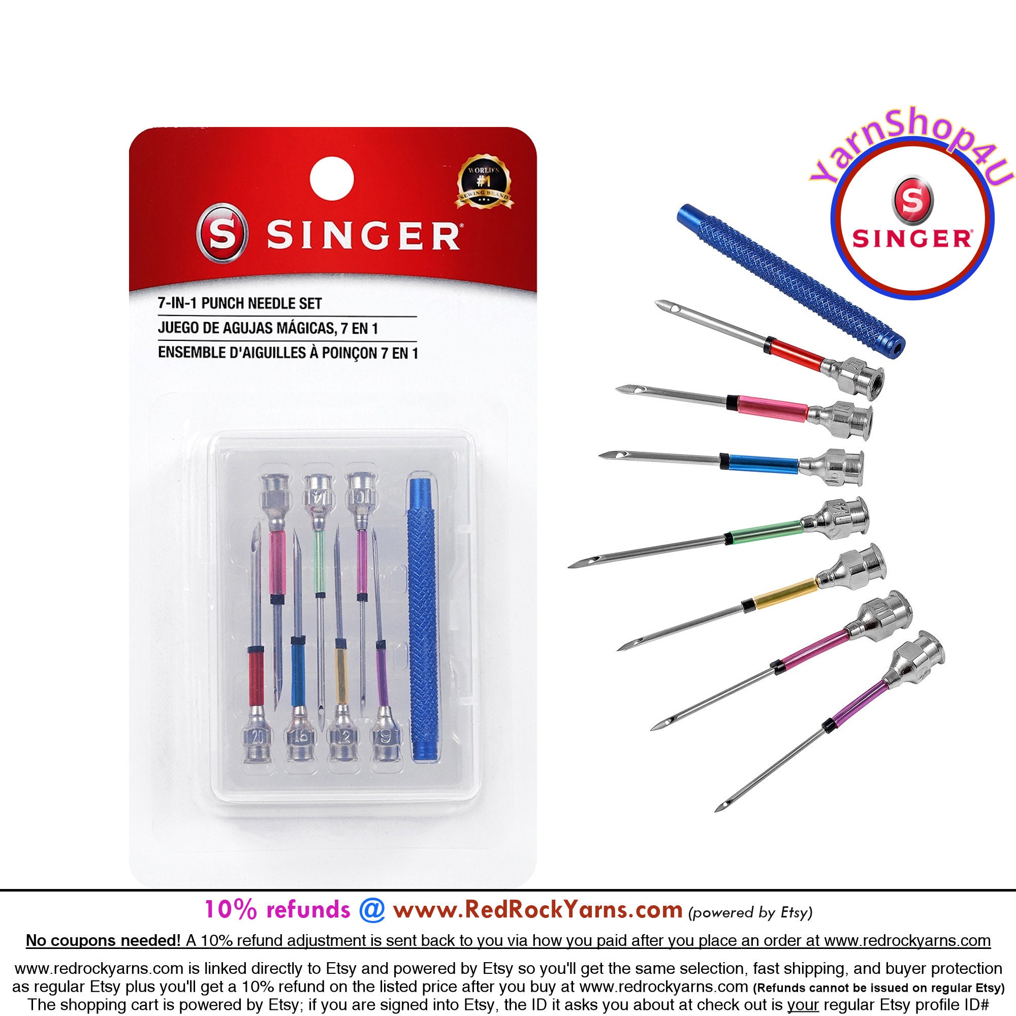 Lavor Embroidery Punch Needle Tool Set 3 Sizes 2mm 2.5mm 3mm With Long  Threader 