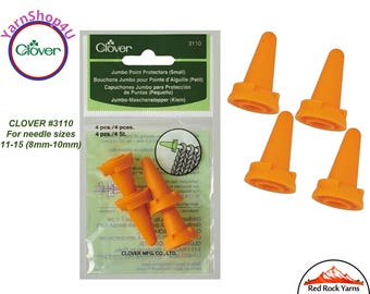 4 Jumbo Clover Point Protectors. Fits Needle sizes 11 to 15. Orange Silicone Knitting Needle Protectors by clover. Jumbo (small) #3110